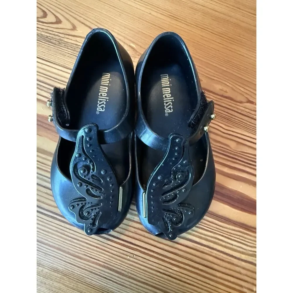 Mini Melissa Ballet Flat Mini Ultragirl Fly II Toddler Sz 6 Black Butterfly NWOB